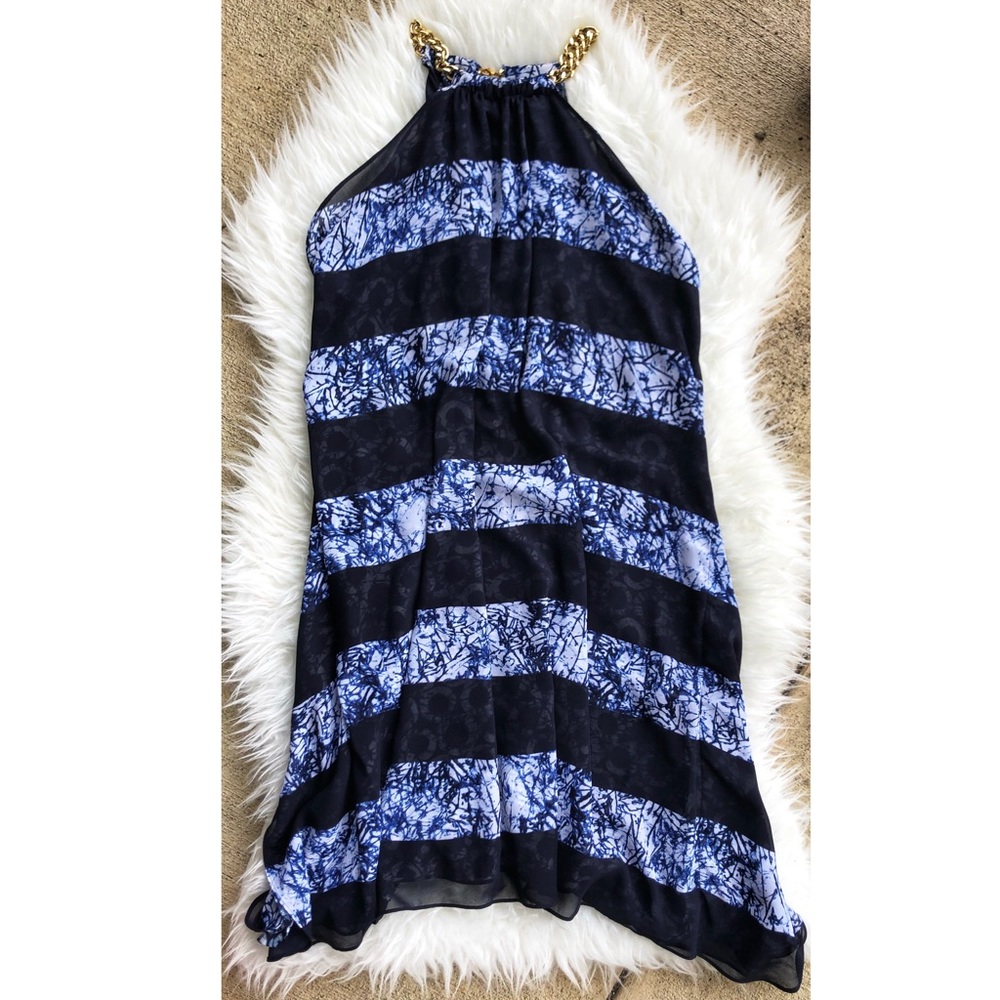 🌸Michael Kors blue chain halter print dress small